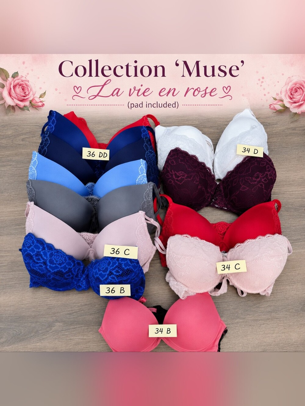 5 Mastectomy Women's Bra Set 36DD New La Vie En Rose - Picture 4 of 4